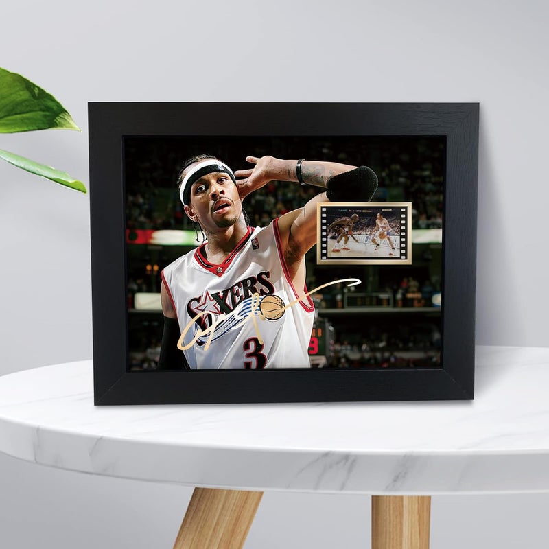 ORIMAMI Signed Basketball Player Allen Ezail Iverson Poster Framed Photo Gift 8x6 Inches with 1x35mm Film Mini Cell Display,Gifts for Allen Ezail Iverson Fans - Image 2